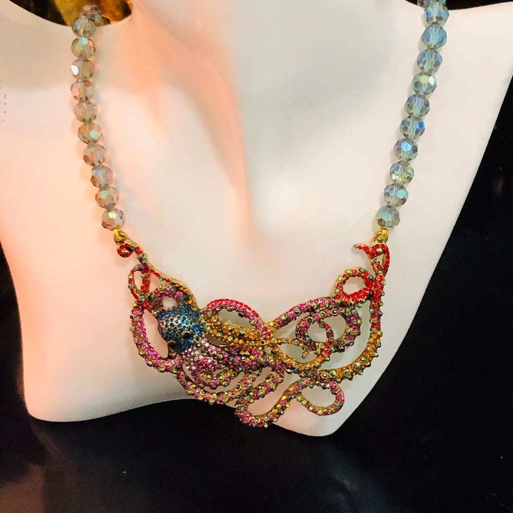 Heidi Daus “ Octopus at PLAY” Multicolor Swarovski Necklace - Picture 3 of 8